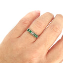 Geometric White Gold Bar Four Emerald, White Diamond Ring