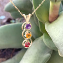 Garnet, Citrine and Amethyst Swirl Pendant in Yellow Gold