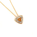 Trilliant Cut Citrine With Trilliant Diamond Halo Pendant