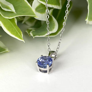 Silver Solitaire Round Cut Tanzanite Pendant