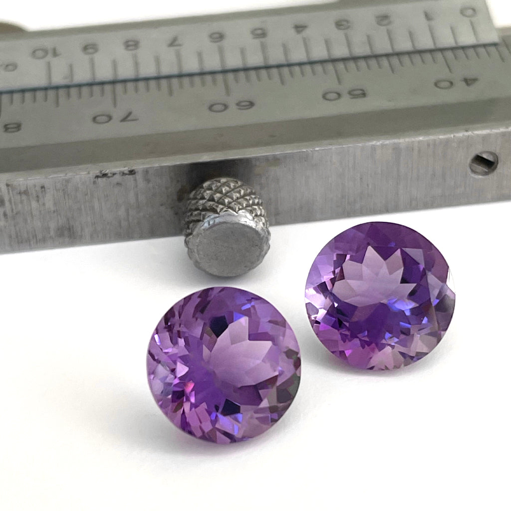 Amethyst - Purple Round Cut Pair - 9.24ct