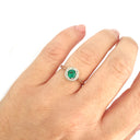Classic Round Cut Emerald With Diamond Halo Ring