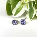 Silver Solitaire Round Cut Tanzanite Earrings