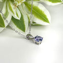 Silver Petite Solitaire Round Cut Tanzanite Pendant