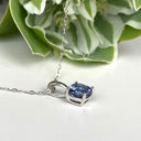 Silver Solitaire Cushion Cut Tanzanite Pendant