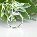 Silver Cushion Cut Tanzanite with Trilogy Silver Topaz Highlight Ring