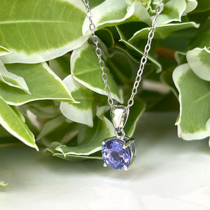 Silver Solitaire Round Cut Tanzanite Pendant