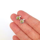 Peridot Studs With White Gold Bead and Curve Detailing