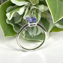 Silver Solitaire Cushion Cut Tanzanite Ring