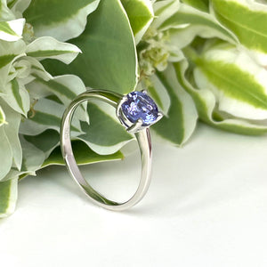 Silver Solitaire Round Cut Tanzanite Ring