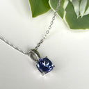 Silver Solitaire Cushion Cut Tanzanite Pendant