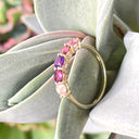 Playful Pinks and Purple Yellow Gold Ring