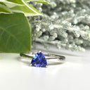 Silver Solitaire Trilliant Cut Tanzanite Ring