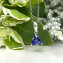 Silver Solitaire Trilliant Cut Tanzanite Pendant
