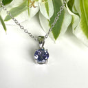Silver Petite Solitaire Round Cut Tanzanite Pendant