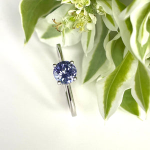 Silver Petite Solitaire Round Cut Tanzanite Ring