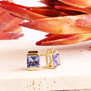 Luminous Square Cut Tanzanite 18ct Yellow Gold Earrings