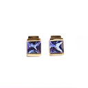 Luminous Square Cut Tanzanite 18ct Yellow Gold Earrings