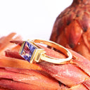 Luminous Square Cut Tanzanite 18ct Yellow Gold Ring