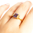 Luminous Square Cut Tanzanite 18ct Yellow Gold Ring