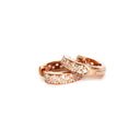 Luscious Double Band Half Eternity White Diamond Rose Gold Huggie Earrings