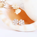Luscious Floral Inspired Cluster White Diamond Rose Gold Earrings