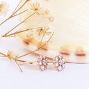 Luscious Floral Inspired Cluster White Diamond Rose Gold Earrings