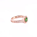 Luscious Rose Gold Diamond Halo and Band Tsavorite Ring