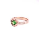 Luscious Rose Gold Diamond Halo and Band Tsavorite Ring