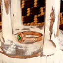 Luscious Rose Gold Diamond Halo and Band Tsavorite Ring