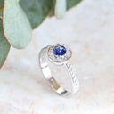 Sapphire and Diamond Halo white gold ring
