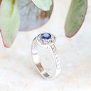 Sapphire and Diamond Halo white gold ring
