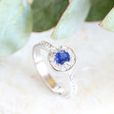 Sapphire and Diamond Halo white gold ring