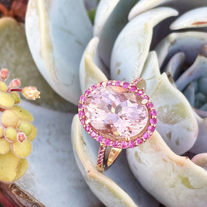 Lusciously Lovely Morganite and Pink Sapphire Oval Ring