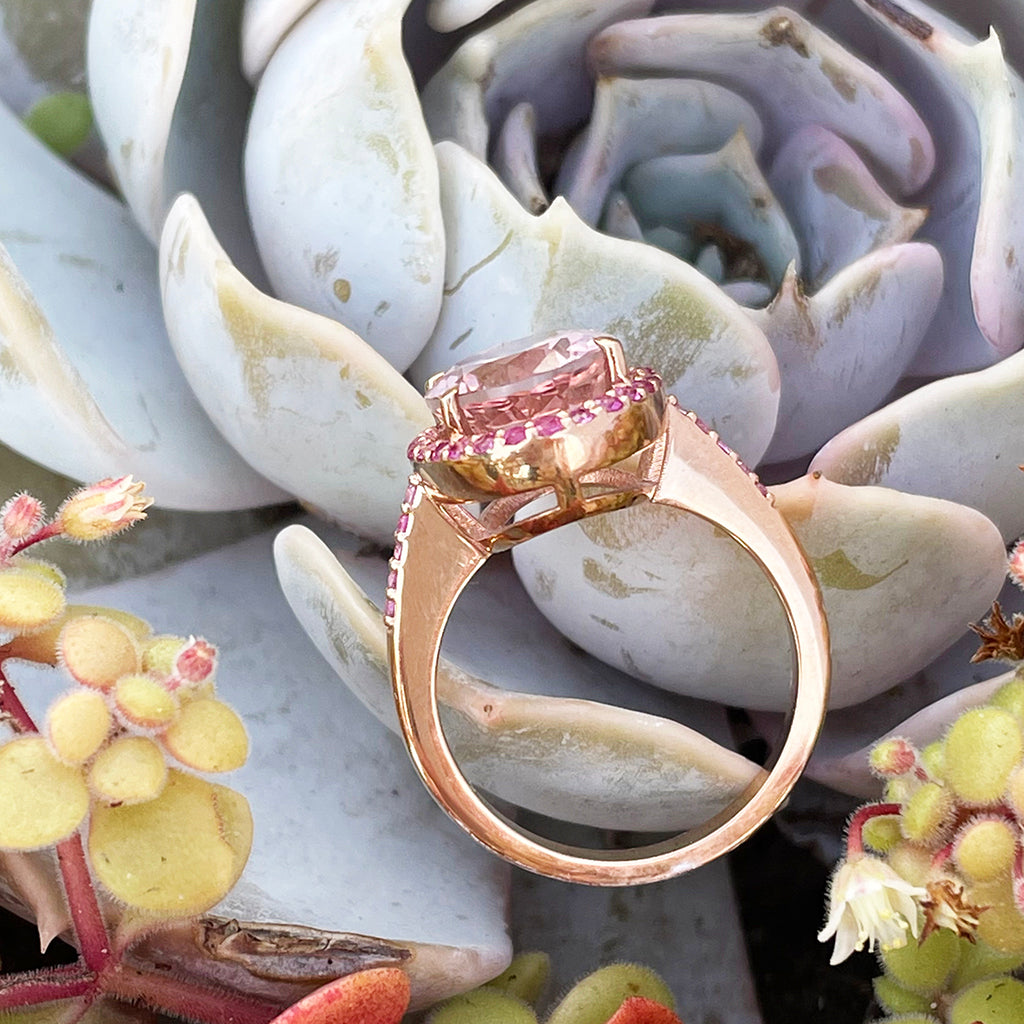 Lusciously Lovely Morganite and Pink Sapphire Oval Ring Afrogem
