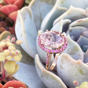 Lusciously Lovely Morganite and Pink Sapphire Oval Ring