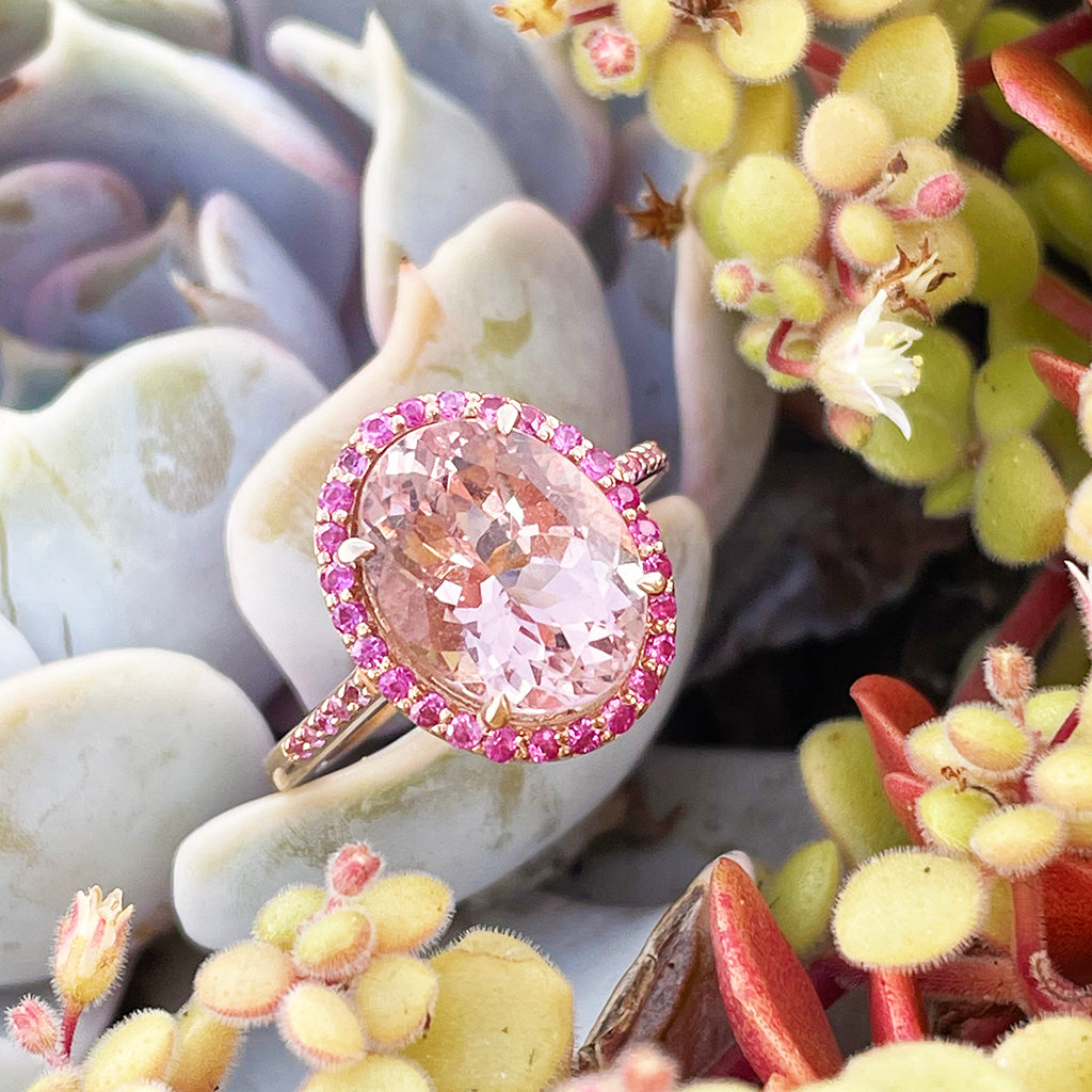 Lusciously Lovely Morganite and Pink Sapphire Oval Ring