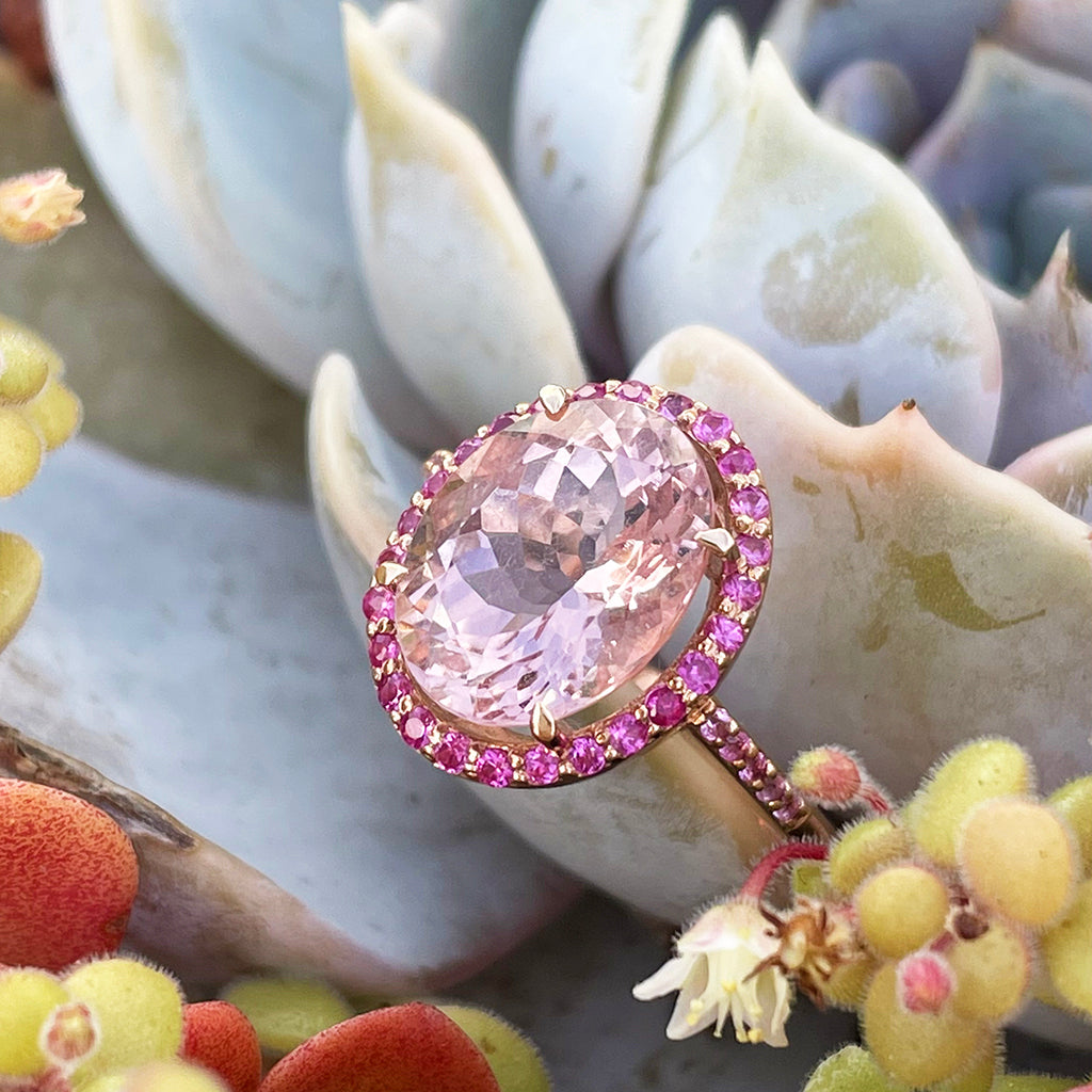 Lusciously Lovely Morganite and Pink Sapphire Oval Ring