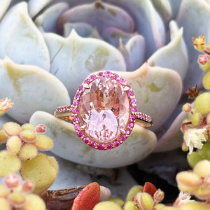 Lusciously Lovely Morganite and Pink Sapphire Oval Ring