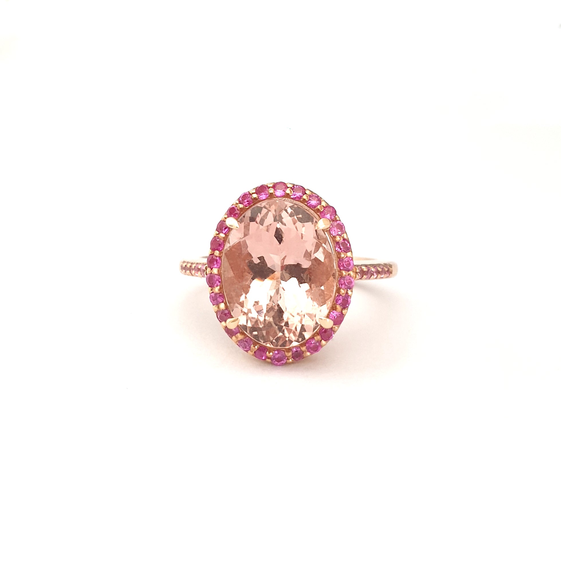 Lusciously Lovely Morganite and Pink Sapphire Oval Ring