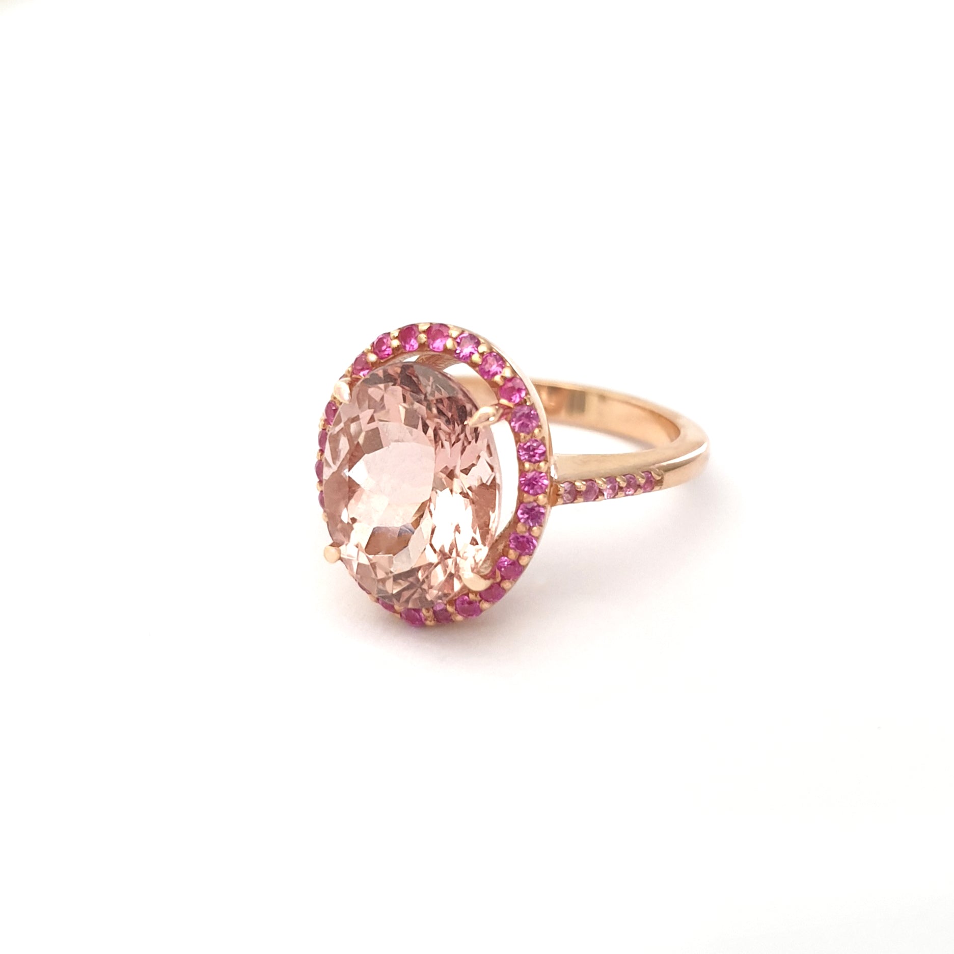 Lusciously Lovely Morganite and Pink Sapphire Oval Ring