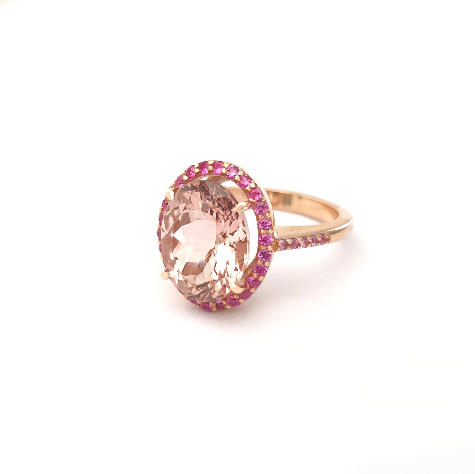 Lusciously Lovely Morganite and Pink Sapphire Oval Ring