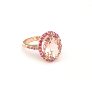 Lusciously Lovely Morganite and Pink Sapphire Oval Ring