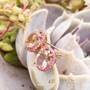 Lusciously Lovely Morganite and Pink Sapphire Oval Stud Earrings