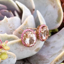 Lusciously Lovely Morganite and Pink Sapphire Oval Stud Earrings