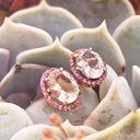 Lusciously Lovely Morganite and Pink Sapphire Oval Stud Earrings