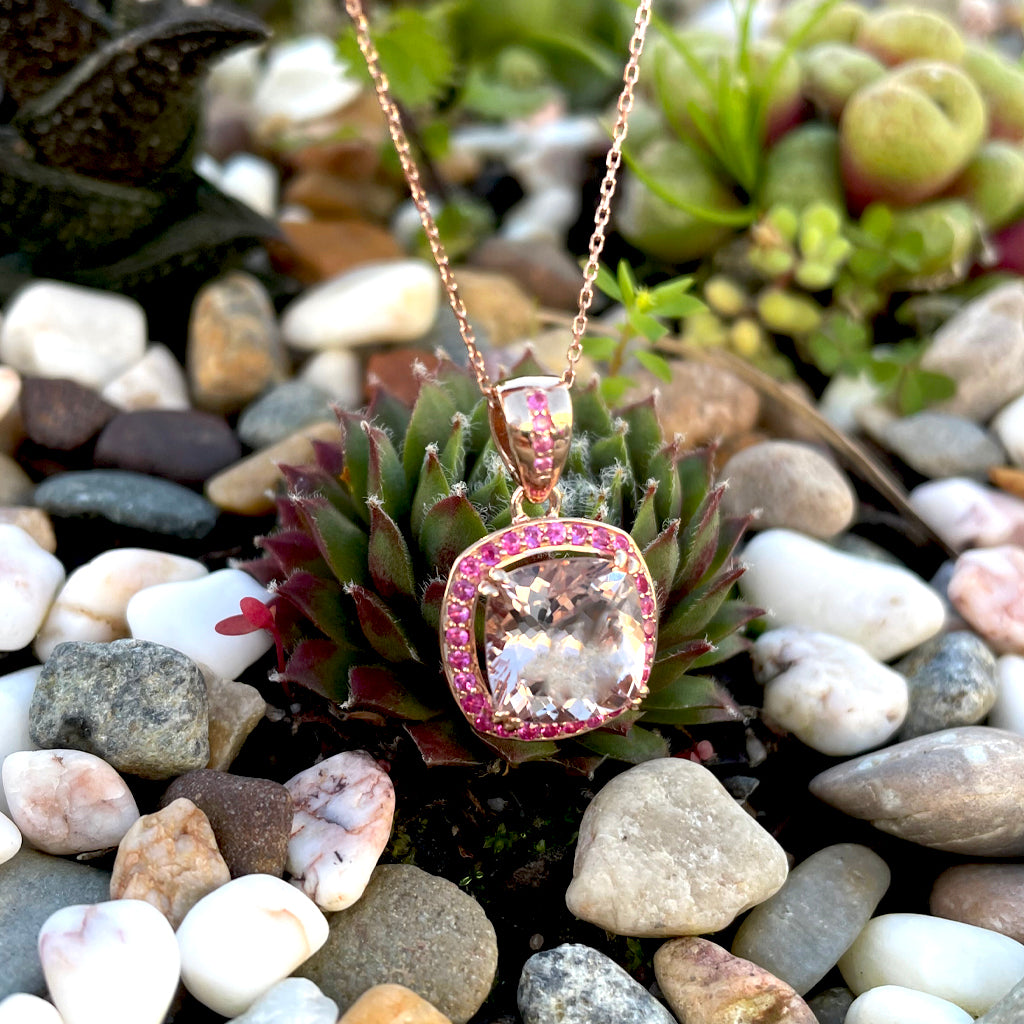 Morganite Pendant Necklace 173-00034 - Gail Jewelers