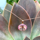 Lush Oval Morganite, Pink Sapphire Halo Rose Gold Pendant