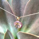 Lush Oval Morganite, Pink Sapphire Halo Rose Gold Pendant