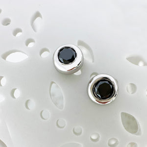 Luxurious Bezel Set Black Diamond White Gold Studs